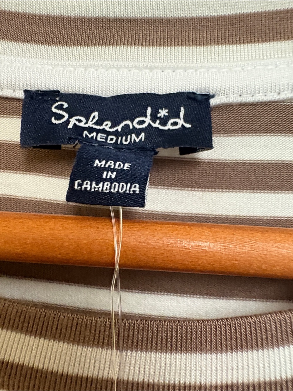 NWT Splendid $68 MSRP Brown & White Striped Short Sleeve Tee - Picture 6 of 8